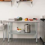 HARDURA Stainless Steel Table Prep & Work Table 24 x 60 Inches NSF Heavy Duty Commercial with Undershelf and Backsplash for Restaurant Kitchen Home and Hotel