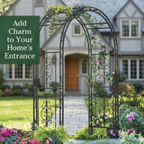 Plow & Hearth Arch Metal Outdoor Garden Arbor | Montebello | 7 Feet Tall | Steel Iron Trellis Lattice for Climbing Plants & Heavy Vines | Wedding Outdoor Patio Décor