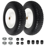 4.80/4.00-8 Wheelbarrow Tire Flat Free, 16'' Tire and Wheel 330LB Load Capacity, with 5/8" & 3/4" Bearings, 3''-4''-6''-7'' Adjustable Hub for Garden Cart, Hand Truck, Trolley, Wagon, 2 Pack
