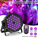 U`King 36LED Black Lights, 72W UV Blacklights Stage Lights with Glow in The Dark Party Supplies by Remote DMX Control for Christmas Blacklight Tapestry Church Birthday Party DJ Bars Nightclubs