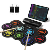 The ONE Electronic Drum Set 9 Pads Roll Up Drum Kit With Free App, Dual Built-in Speakers, Drum Sticks Pedals, Bluetooth MIDI, Great Christmas & Birthday Gift For Kids and Beginners