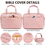 Bible Cover Case for Women, Large Bible Bag Bible Study Supplies Accessories Journaling Kit with Highlighters Tabs, Quilted Book Carrying Cases with Shoulder Strap, Christmas Christian Gifts for Women