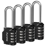 Puroma 4 Pack 2.6 Inch Long Shackle Combination Lock 4 Digit Outdoor Waterproof Padlock for Hasp Locker Lock, Sports Locker, Fence, Gate, Toolbox, Case, Hasp Storage, Cabinets (Black)