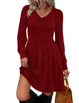 Sampeel Holiday Dresses for Women Elegant Sweater Party Dress Christmas Outfits 2025 Red L