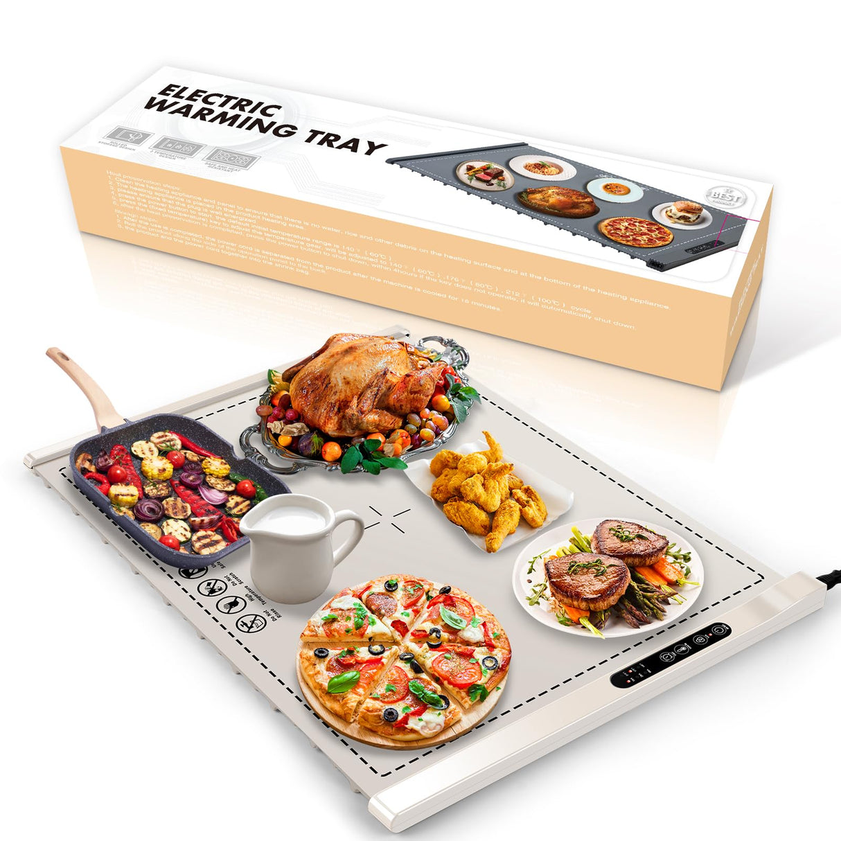 Food Warming Mat - Portable Party Buffet Electric Warming Tray, Foldable Food Warmer, Timed Off, Temperature Adjustable, Suitable for Daily, Outdoor, Party