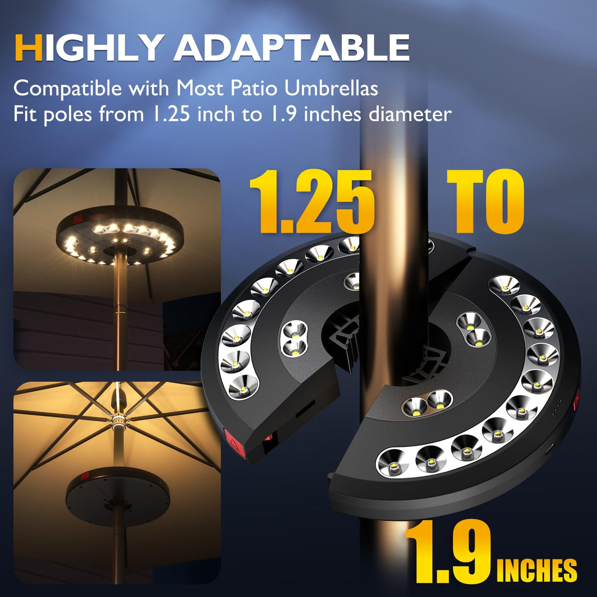 Eletorot Patio Umbrella Lights-Rechargeable Outdoor Lights for Decor, Table Light 28 LED 3 Lighting Modes, Cool Patio Pool Accessories Backyard Decor