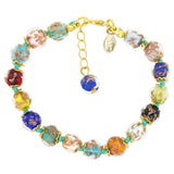 Glass of Venice Murano Bracelet - Italian Multicolor Sommerso Sparkling Beads Handmade Blown Glass for Women