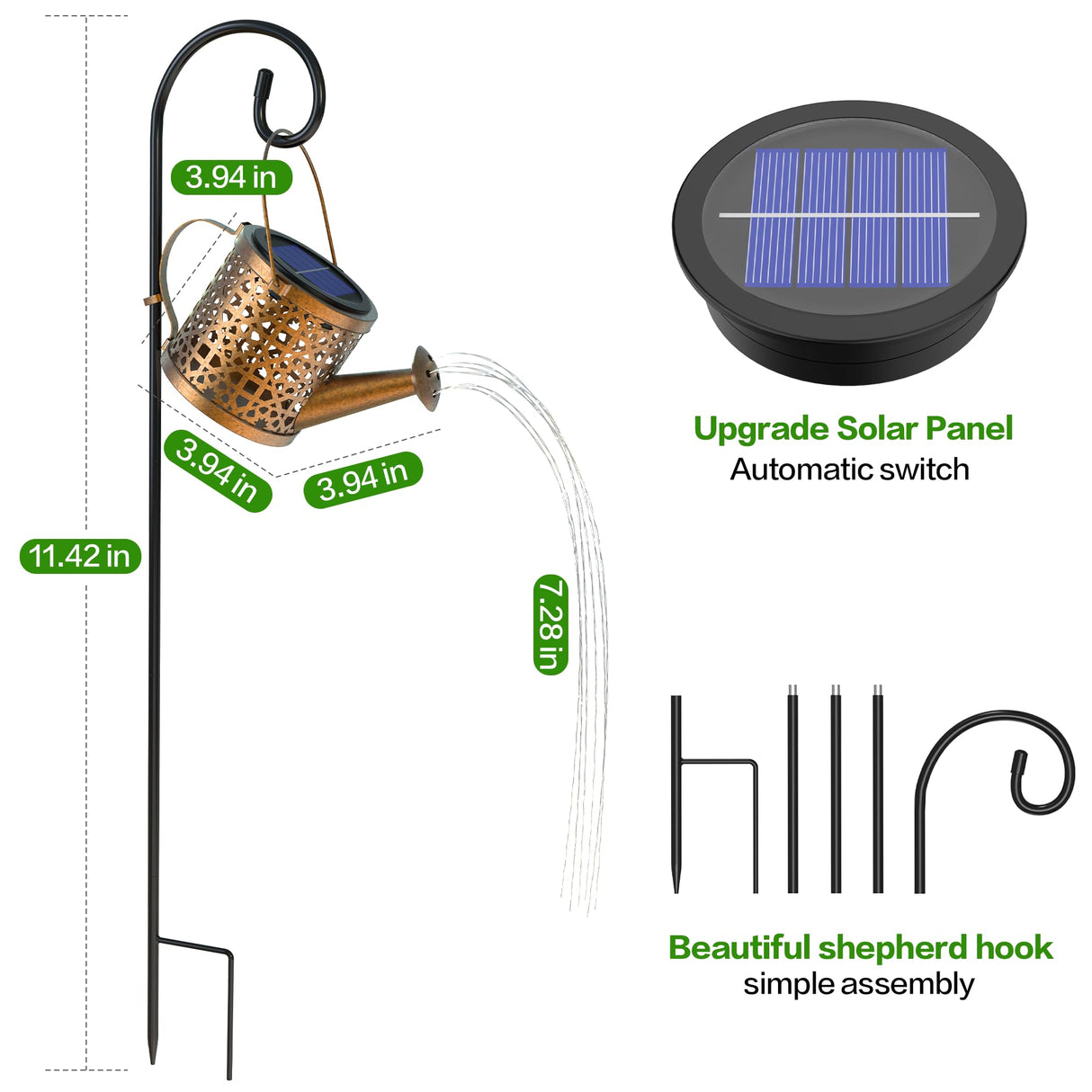 Solar Watering Can Lights Waterproof, Solar Lights Outdoor Decorative Garden Decor Metal Hanging Lights for Outside Patio Pathway Yard, Christmas Birthday Gardening Gifts