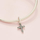 PANDORA Sparkling Cross Dangle Charm - Faith Symbol Design with Cubic Zirconia Stones - Hand-Finished - Jewelry for Her with Gift Box - Compatible with Moments & ME Charm Bracelets - Sterling Silver
