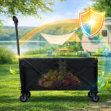 EVRBUL Outdoor Folding Wagon Cover, 38" L x 22" W x 20" H Heavy Duty 420D Waterproof Garden Cart Cover for Collapsible Wagon Carts with Portable Pocket Bottom Drawstring Reflective Strip, Cover Only