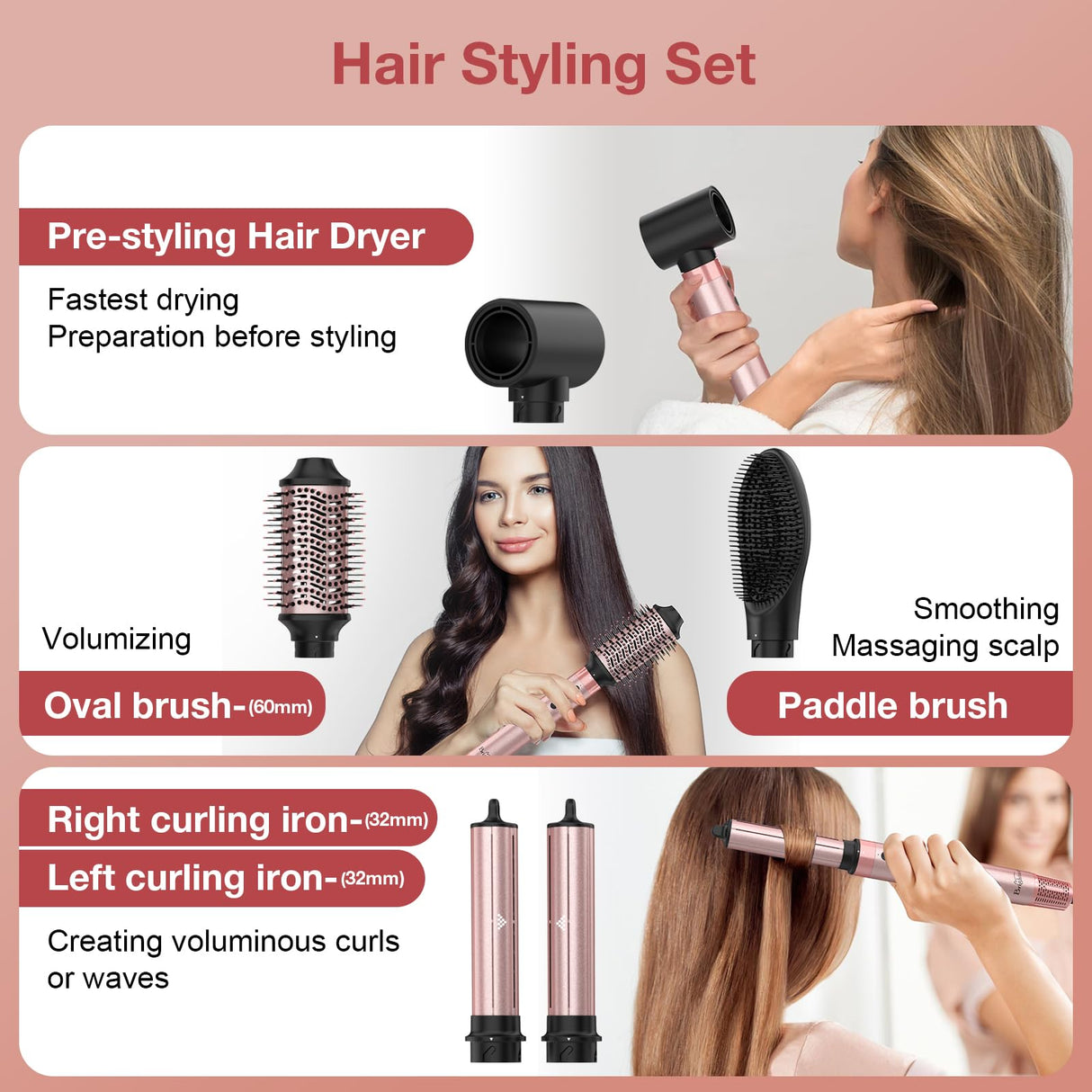 Brightup Upgraded Professional Hot Air Styler – 1400W High-Speed Blow Dryer Brush with 120,000 RPM, No Heat Damage, Fast Drying for Wavy, Curly & Straight Hair, 110V, Multi-Styler with Storage Bag