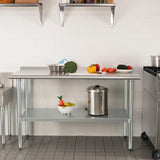 HARDURA Stainless Steel Prep & Work Table 30 x 72 Inches NSF Heavy Duty Commercial with Undershelf and Backsplash, Galvanized Legs for Commercial Food Prep
