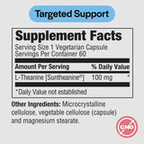 PureFormulas L Theanine Supplement 100 mg, L-Theanine Supports Stress Levels, Relaxed State, Mood, Sleep, Dairy Free, Soy Free, Non-GMO 60 Vegetarian Capsules