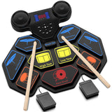 Electronic Drum Set - YUOIOYU Electric Drum Set Roll Up Portable Drum Kit MIDI Practice Drum Pad with Dual Built-in Speaker, Drum Sticks and Pedals, Christmas Birthday Gift for Kids Adult