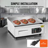 VEVOR Commercial Electric Griddle, 1700W Countertop Flat Top Grill, 18in Stainless Steel Griddle Grill with 2 Shovels and 2 Brushes for Home or Restaurant, 122℉-572 ℉ Adjustable Temp