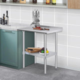 Hally Stainless Steel Table for Prep & Work 24 x 30 Inches, NSF Commercial Heavy Duty Table with Undershelf and Backsplash for Restaurant, Home and Hotel