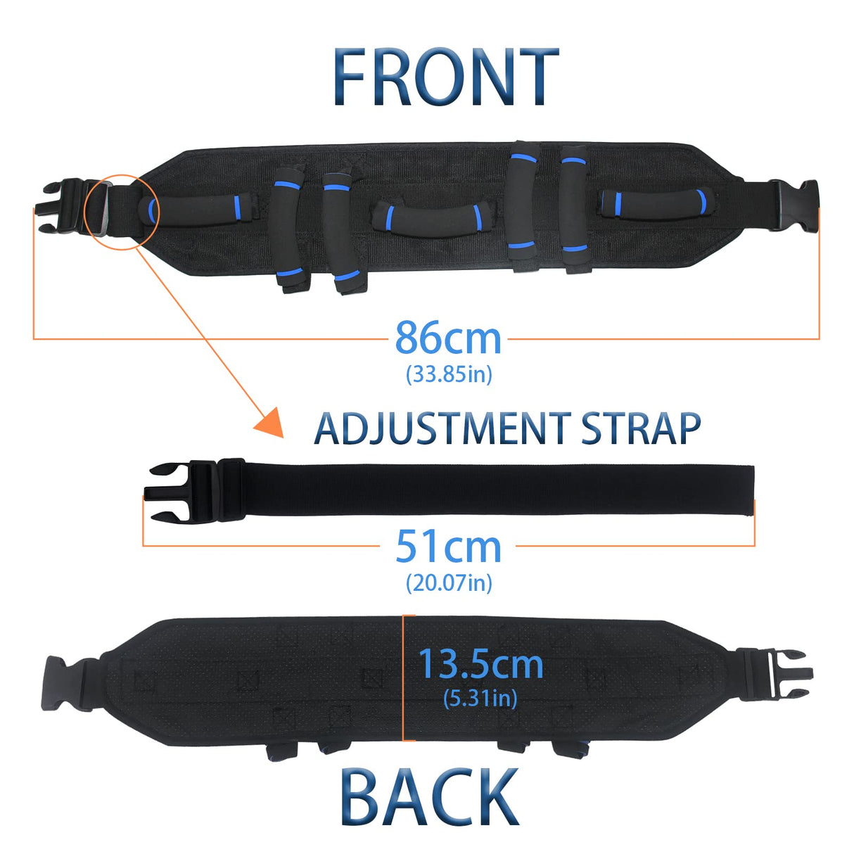 Leetye Mei Gait Belts Transfer Belt for Seniors with 7 Handles, Gate Belt for Elderly Lift Belts Quick Release Buckle, Medical Nursing Safety Belt Patient Assist - Bariatric, Elderly, Physical Therapy