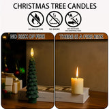 Boribim Christmas Decorations Indoor - 4 PCS Christmas Tree Candles with Remote and Timer - Flameless Christmas Taper Candles - Battery Perated Green LED Candlesticks for Christmas Home Decor