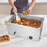 VEVOR Commercial Food Warmer, 1 Pan 24QT Electric Steam Table, 1200W Professional Countertop Stainless Steel Buffet Bain Marie with 86-185°F Temp Control for Catering and Restaurants, Silver