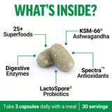 FORCE FACTOR Smarter Greens Tablets, Greens Supplement with 25+ Superfoods and Antioxidants to Improve Digestion, Reduce Stress, Strengthen Immunity, and Support Metabolism, 90 Tablets