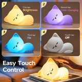 Mubarek Sleepy Cute Cat Gifts - 16-Color Silicone Night Light with Remote