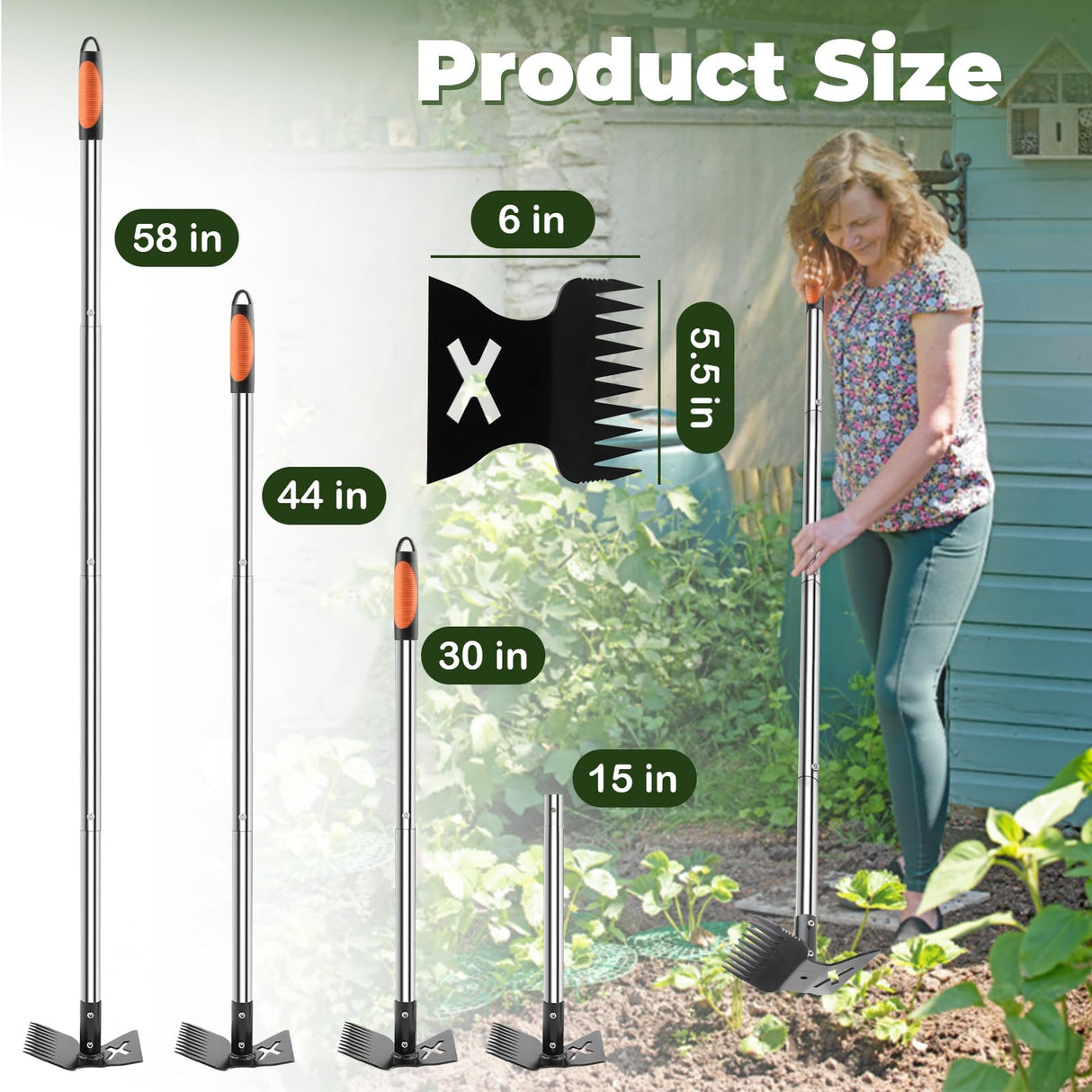 NICOFPHY Larger Weed Puller Tool with Long Handle for Garden, Yard and Lawn