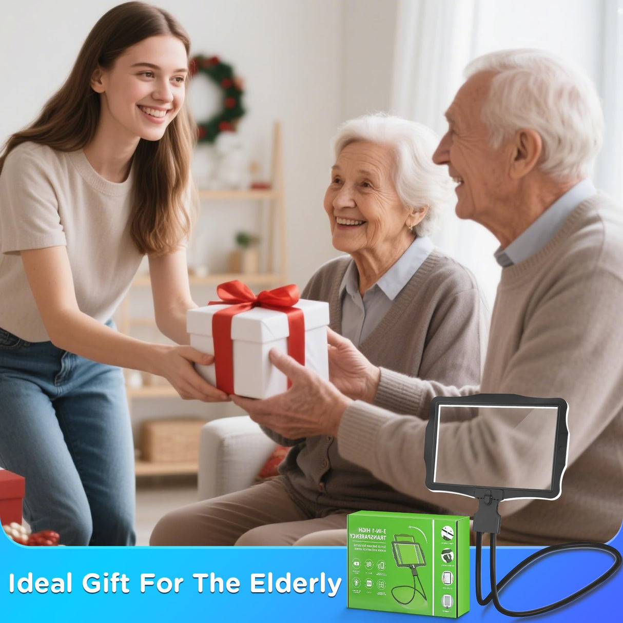 Large 10X Hands Free Magnifying Glass with Light for Reading Neck Wear Magnifier with Adjustable Brightness 50 Led Lights Flexible Gooseneck Full Book Page Magnifier for Seniors Low Vision Elderly