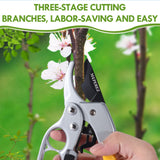 MEPEREZ Premium Germany Pruning Shears, Hand Pruners 4x Cutting Power Trimming, Garden Clippers 1-Inch Cut Capacity, Best Gardening Gifts, Easy to use Gardening Tools, Arthritis Weak Hand Snips