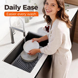 Snuggery Silicone Sink Protector for Kitchen Sink 28" x 15" – Flexible Sink Mat, Heat Resistant Grid, Non-Slip Rack, Easy to Clean Dishwasher Safe – Fits Farmhouse, Single & Double Bowl Sinks
