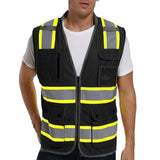 ArcRidge Reflective Safety Vest for Men and Women - High Visibility Construction Vest - Dual Tone Reflective Strips (Black, Large)