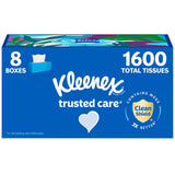 Kleenex Trusted Care Facial Tissues, 8 Flat Boxes, 200 Tissues per Box, 2-Ply, Packaging May Vary