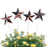 Aecipl Metal American Flag Garden Stake Set of 4, USA Yard Sign Lawn Decoration Indoor Outdoor Patriotic Decor for July 4th Independence Day Memorial Day Party (Star)