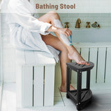 ONSGLM Shower Stool - Corner Bench Seat with HDPE Waterproof Shaving Legs, Baffle Storage Shelf, Indoor/Outdoor Use, Black