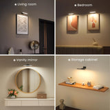FULEN 2 Pack Picture Lights for Wall,Art Lights for Painting,Battery Operated Wall Sconce Rechargeable,LED Wall Light Cordless with Remote, Frame,Gallery,Dartboard Lights No-Drill,Black