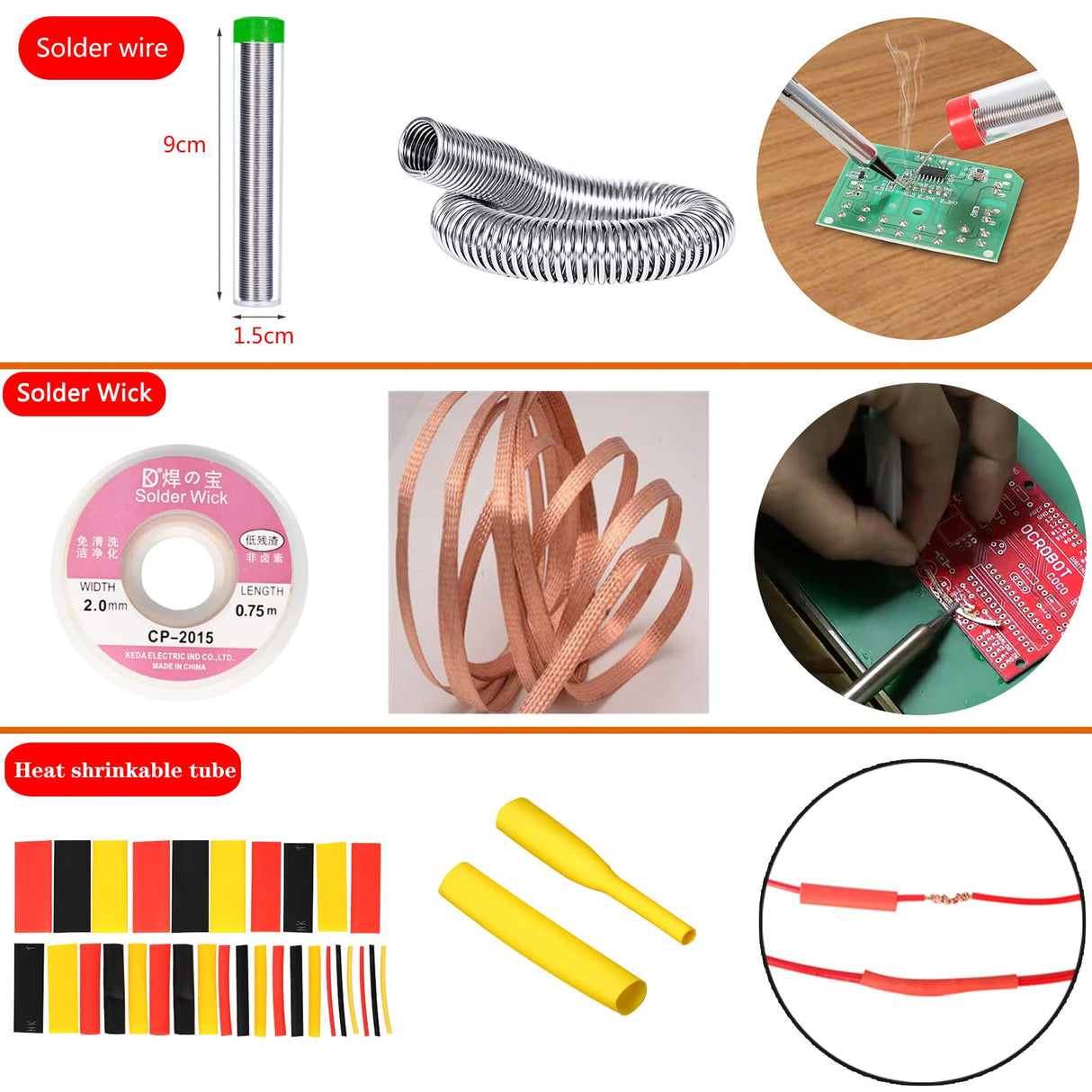 Soldering Iron Kit, 60W Adjustable Temperature, Digital Multimeter, 5pcs Soldering Tips, Wire, Stand, Desoldering Pump, Solder Wick, Tweezers, Welding Tool