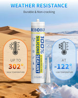 Silicone Caulk & Sealant Clear, 100% Waterproof Silicone Sealant, Shrink & Crack Proof, Silicone Caulking for Kitchen, Bathroom, RV, Interior & Exterior Use, 10.2 FL. OZ/300ML, 4 Pack
