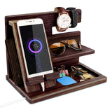 Gifts for Men Bedside Organiser Wood Phone Docking Station Dad Birthday Gifts for Him Nightstand Key Wallet Watch Stand Mens Gifts for Xmas Presents for Dad Husband Boyfriend Anniversary & Christmas
