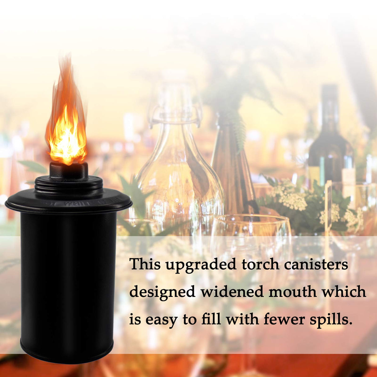 Torch Replacement Canisters, Bamboo Lantern Refillable Torches, Decorative Torch Canister Replacement for Yard, Patio, Deck, Garden, Party, Landscape (12oz 4Pack)