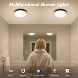 4-Pack Rechargeable Shower Lights for Inside Shower, 15 RGBW Color Changeable Waterproof Lights for Shower with Remote(Dimmable＆Timer), Wireless LED Mood Lighting for Bathroom, Closet, Bedroom, Party