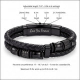 Quijuzo To My Dad Braided Leather Bracelet, Meaningful Gift for Dad from Daughter Son, Mens Double Layer Genuine Leather Wristband Fathers Day, Unique Gifts for Men with Luxury Gift Box & Sentimental Message Card, Ready to Gift