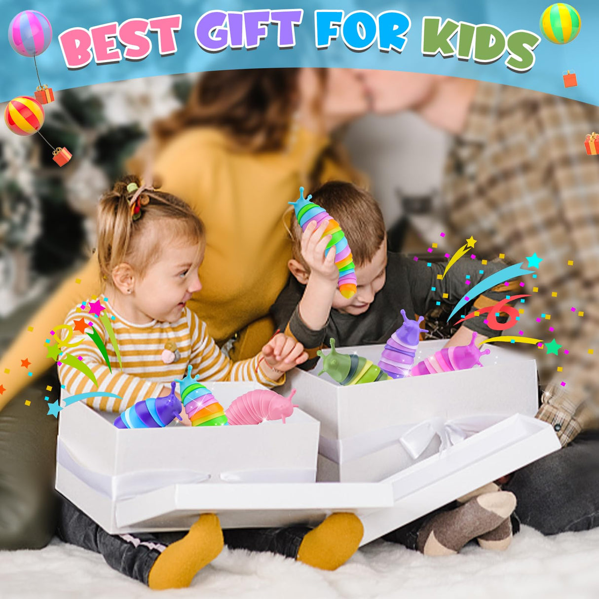 Cevioce Sensory Slug Fidget Toys,Fidget Slug Toys for Adults & Kids Party Favors,4 PCS Cute Autism Sensory Toys for Autistic Children,Toddler Toys Age 3+,Travel Toys for 3+ Year Old（A）