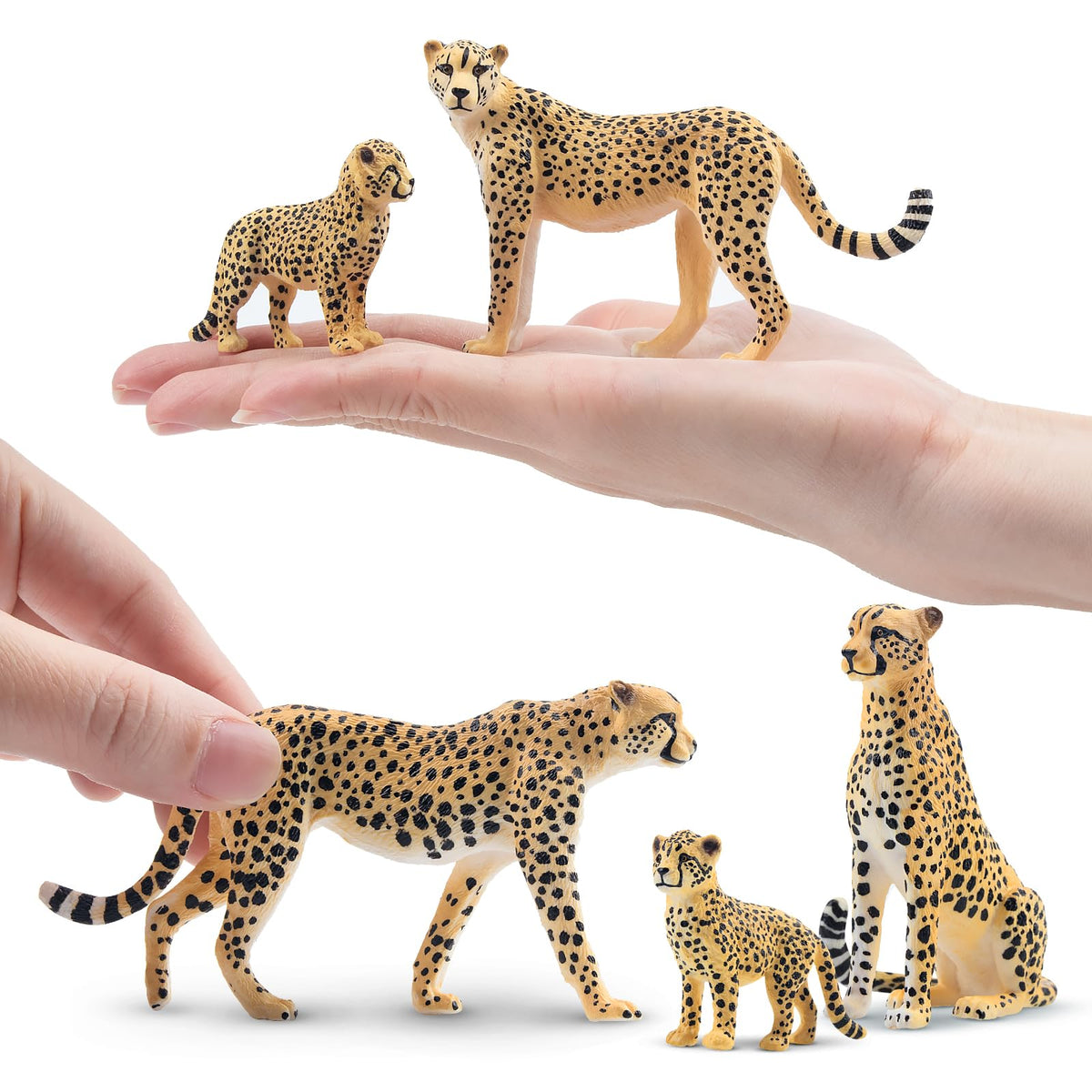 Toymany 8PCS Realistic Cheetah Figurines Toy, Cake Topper & Gift for Kids