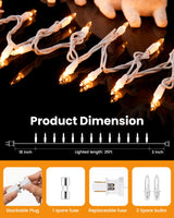 Minetom Clear Christmas String Lights 100 Count 26.5 Feet Incandescent Bulb Mini Lights for Indoor Xmas Tree Garland Birthday Wedding Party Festival Decoration, 2 Pack White Wire