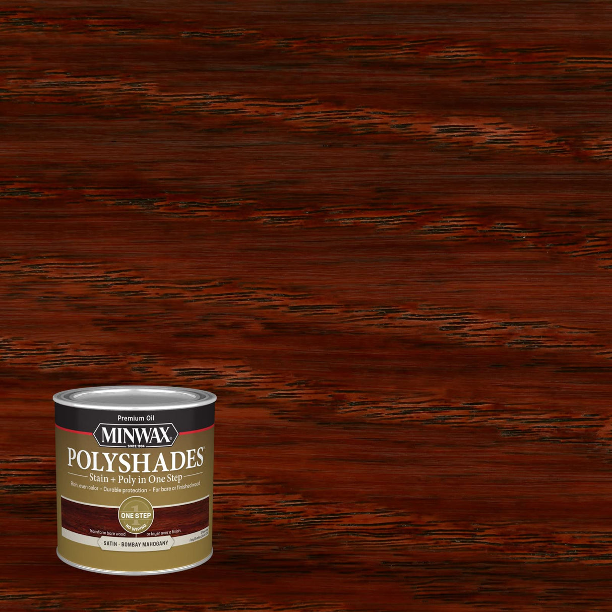 Minwax PolyShades Wood Stain + Polyurethane Finish – ½ Pint, Tudor, Satin