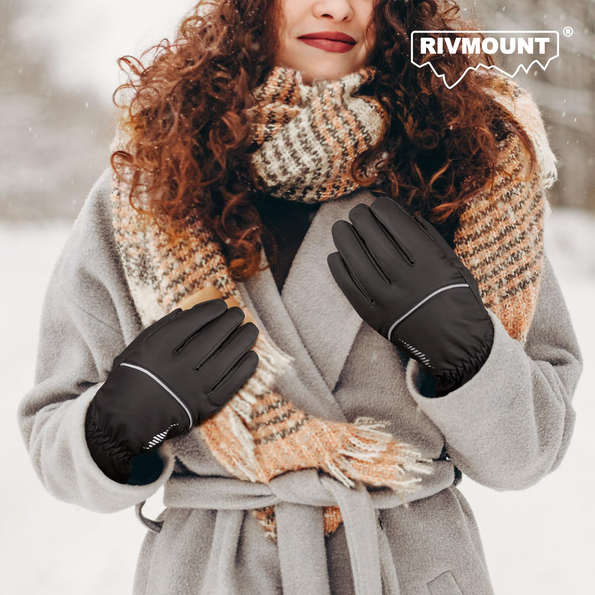 rivmount Winter Gloves with Waterproof, Touchscreen, Warm, Windproof for Women Men, Thermal Snow Glove for Cold Weather Running, Ski, Cycling, Working, Hiking, Driving, Biking, Outdoor (Black M)