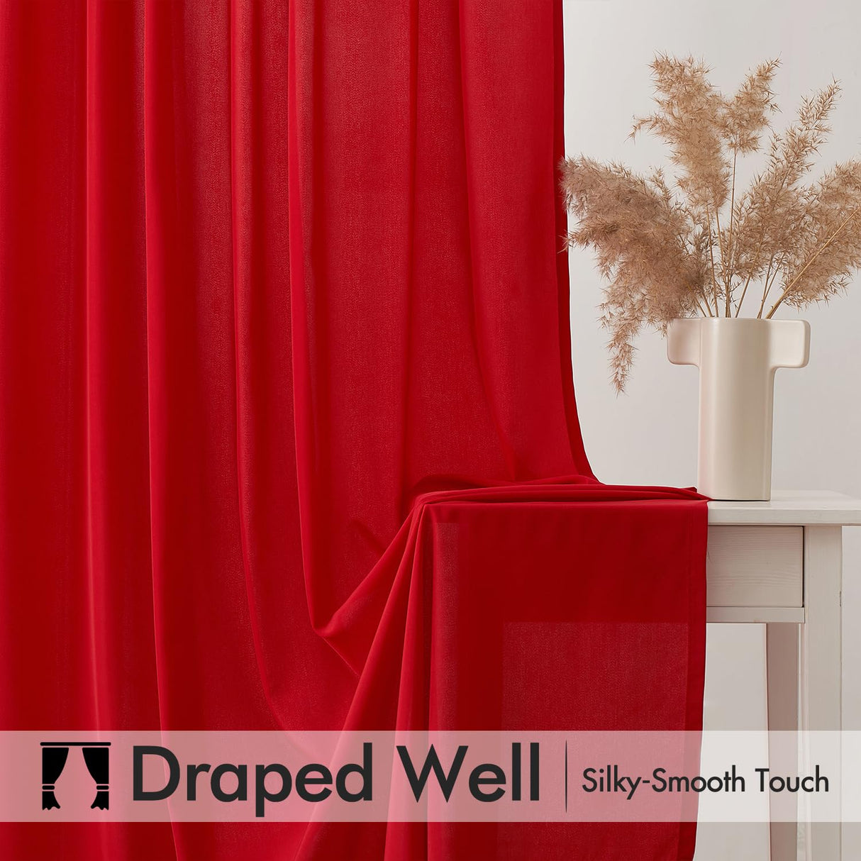 MIULEE Red Privacy Sheer Curtains That Let Light in 84 Inches Long Non-See-Through Semi Sheer Curtain Light Filtering Window Curtains Christmas Drapes for Living Room Bedroom 2 Panels Set