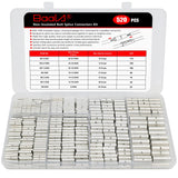 BAALA 520 PCS Non Insulated Butt Connectors Kit,26-8 Gauge Butt Splice Connector Uninsulated Wire Splice Connectors, Tinned Copper Marine Grade Seamless Barrel Crimping Butt Terminals