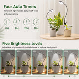 LORDEM Grow Lights for Indoor Plants, 2 in 1 Full Spectrum Plant Light with 360° Gooseneck, 48 LEDs, Auto Timer 6/8/12/16H, 3 Lighting Modes,5 Brightness Levels for Small Plants, 3 Pack Black