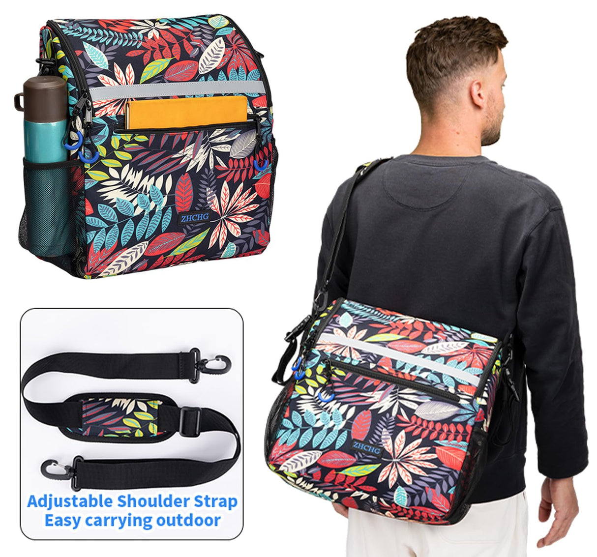 ZHCHG Wheelchair Bags, Wheelchair Backpack with Cup Holder, Wheelchair Bags to Hang on Back, Electric Wheel Chair Accessories, Large Storage Bag for Walker Rollator