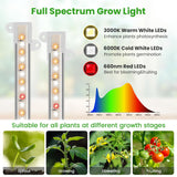 Wiaxulay 8 inches Grow Lights for Indoor Plants, 112 LEDs Full Spectrum Grow Light Strip, Under Cabinet Grow Lamp with Auto Timer 6/12/16 Hrs, 3 Lighting Mode, Ideal for Plant Stand, Shelf, 2 Pack